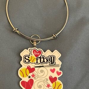 I Love Softball Charm Bracelet